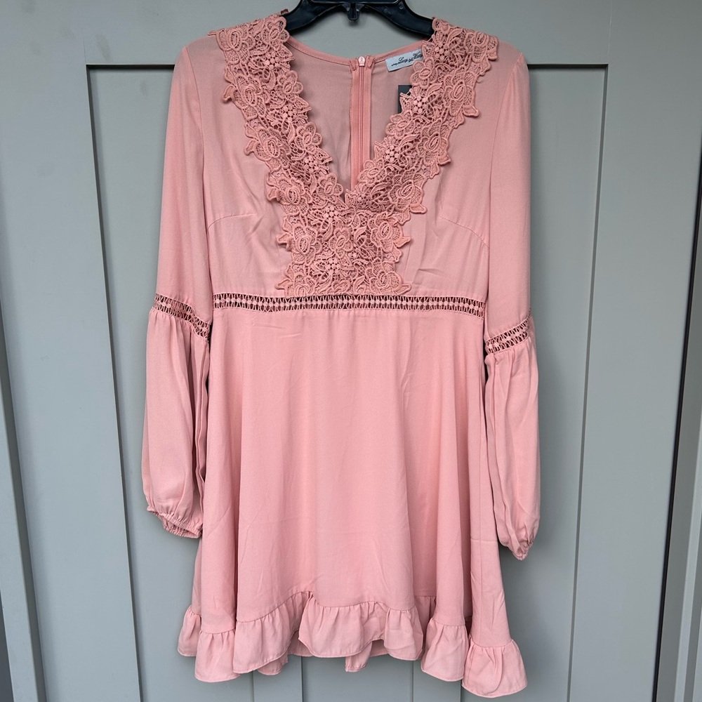 Blush long sleeve lace dress